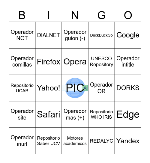 🎲 El Gran Bingo de las Herramientas de Búsqueda en Internet Bingo Card