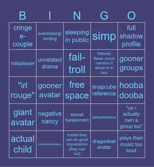 Public Instance Bingo Card