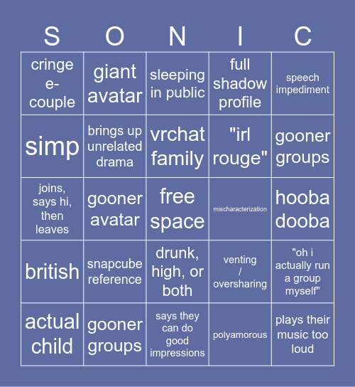 Public Instance Bingo Card