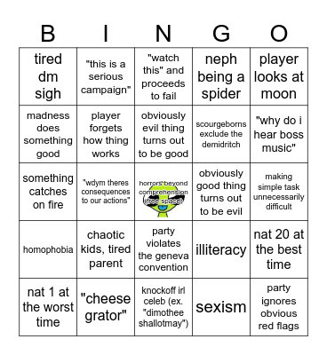 eldritch time Bingo Card