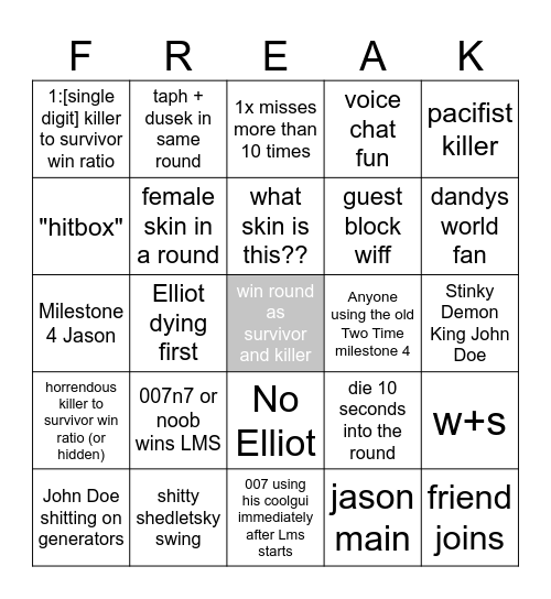 forsaken bingo (post twotime rework) Bingo Card