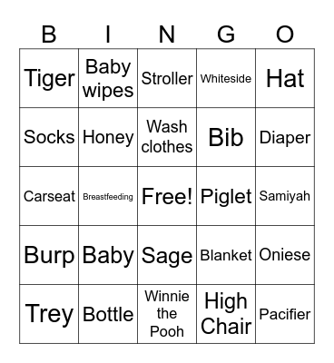 Baby Sage Bingo Card