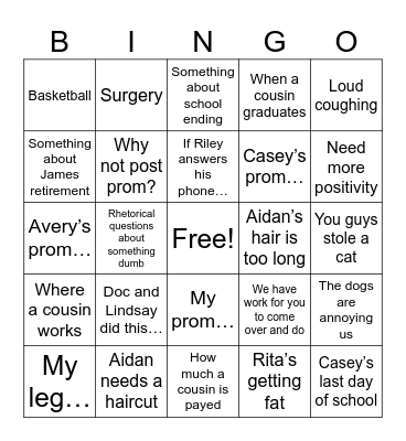 Mamaw and Popo Bingo Card