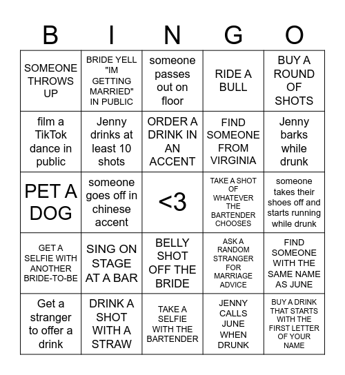 JENNYHENNYPENNY BACH BINGOOOO Bingo Card