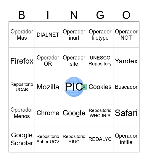 🎲 El Gran Bingo de las Herramientas de Búsqueda en Internet Bingo Card