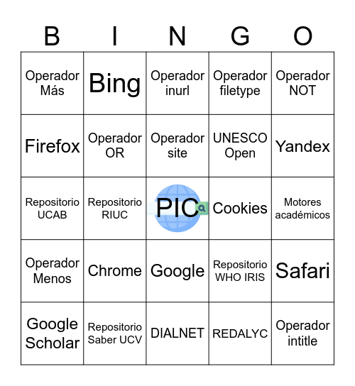 🎲 El Gran Bingo de las Herramientas de Búsqueda en Internet Bingo Card