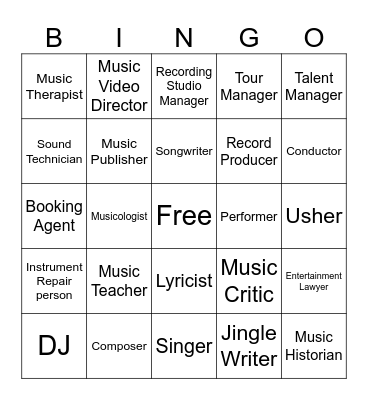 Careers in Music Bingo Card