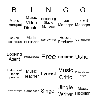 Careers in Music Bingo Card