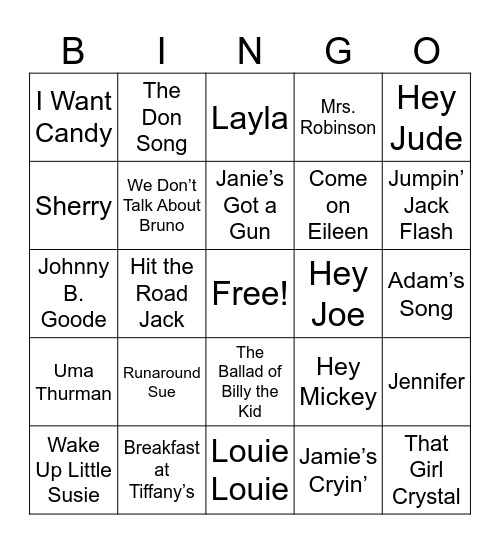 What's In A Name? Bingo Card