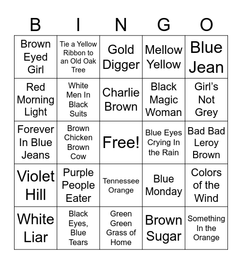Colors Bingo Card