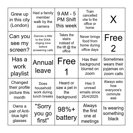 Anita's Coffee & Chat Bingo Card