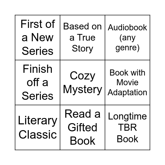 Reading Adventure Bingo Card