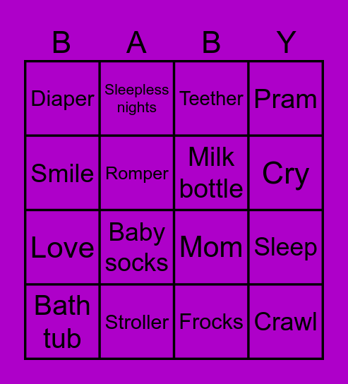 Baby Bingo Card