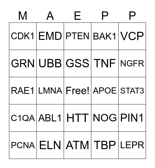 Epigenetic Modifications Bingo Card