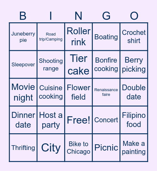 Helena Summer Bingo Card