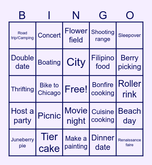 Helena Summer Bingo Card