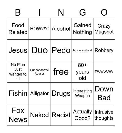 Florida8 Man Bingo Card