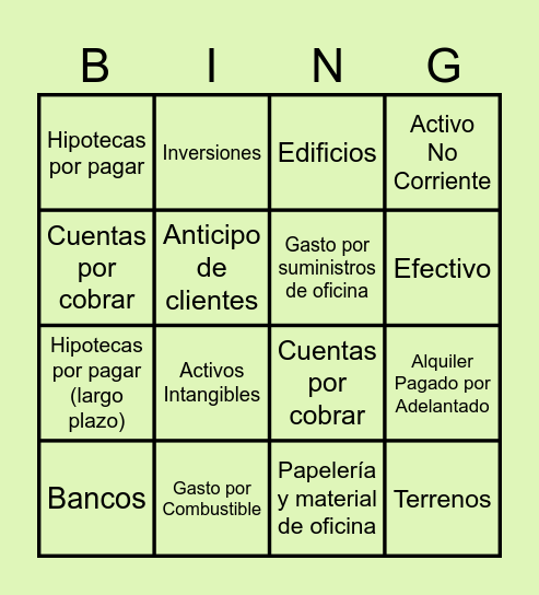 CUENTAS Bingo Card