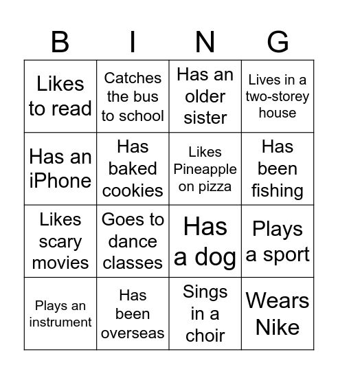 Character Traits Bingo Card