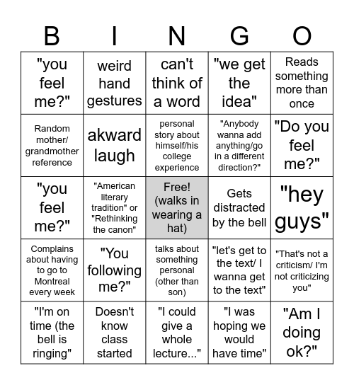 Last Day of Class Bingooo!! (It's finally over) Bingo Card