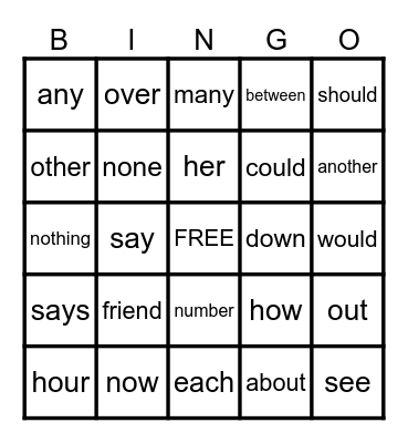 Fundations: Units 8, 9, 10, 11 Bingo Card