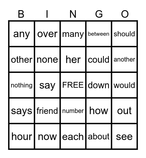 Fundations: Units 8, 9, 10, 11 Bingo Card