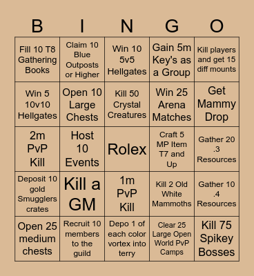We Roaming Bingo Card