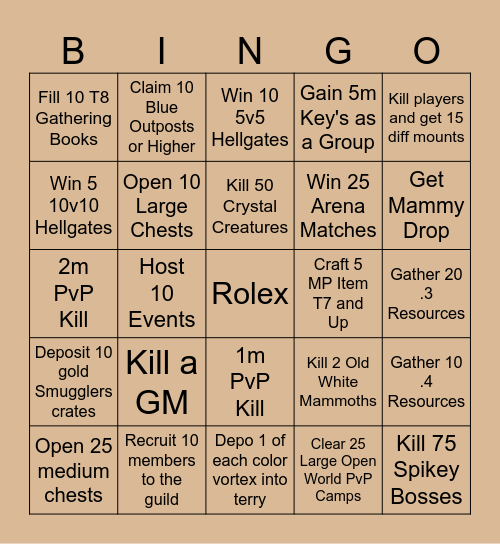 We Roaming Bingo Card