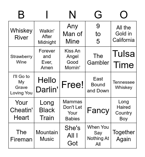 Country Classics Bingo Card