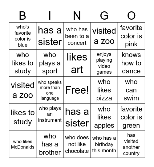 Find someone... Bingo Card