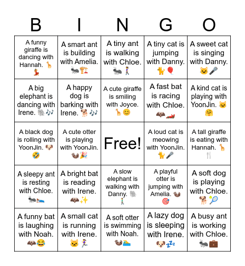 A small cat is running with Irene. 🐱🏃‍♀️ Bingo Card