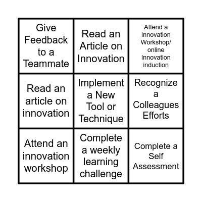 Learning Month Bingo Card