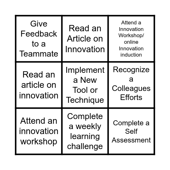 Learning Month Bingo Card