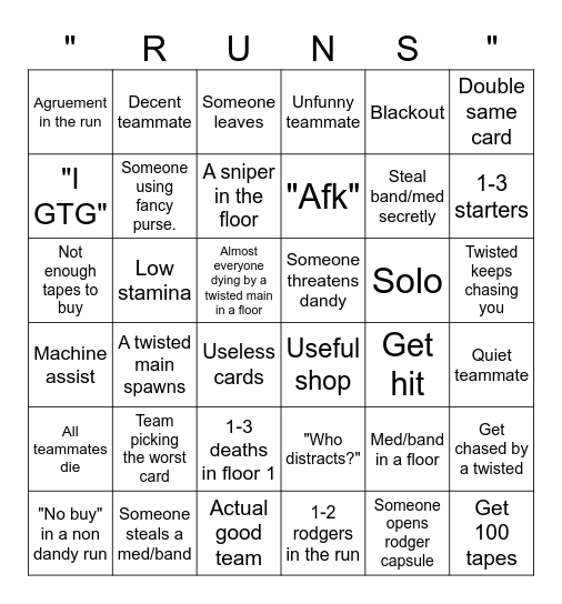 Dandys world bingo! Bingo Card