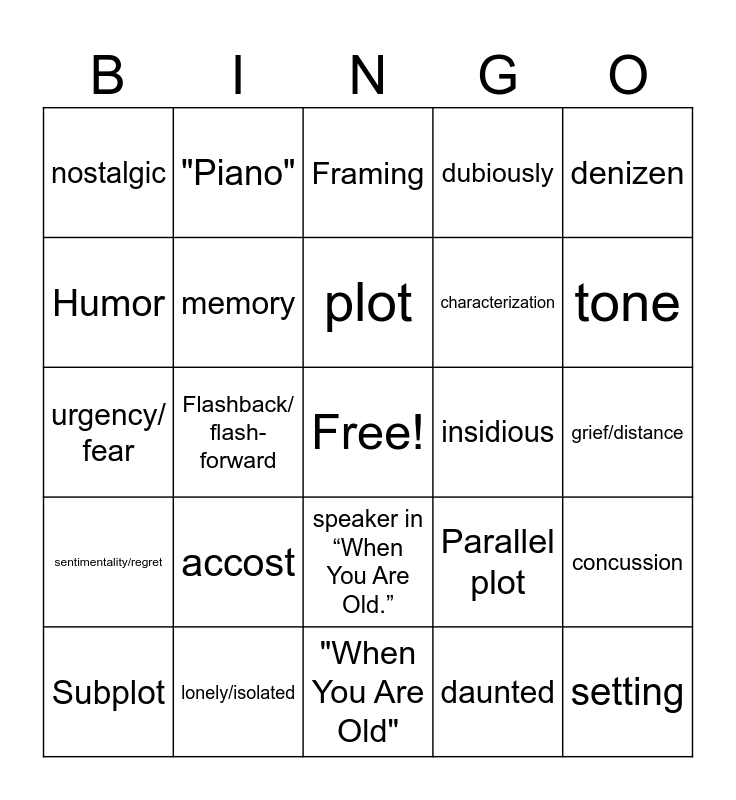 Unit 5 Exam Bingo Card