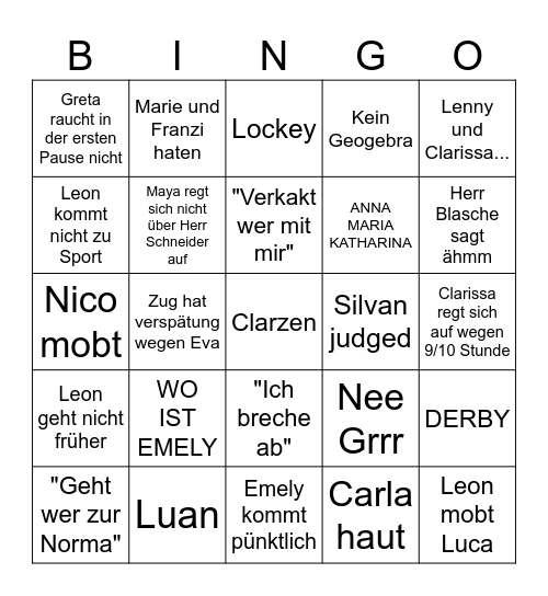 Kw18 Bingo Card