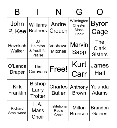 Gospel Bingo Card
