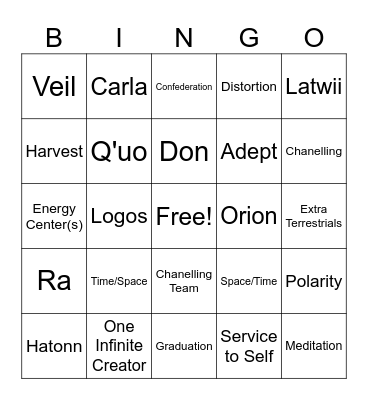 Law of One Bingo Card