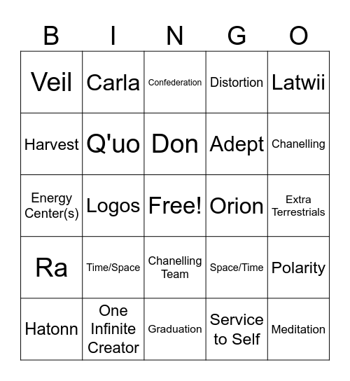 Law of One Bingo Card