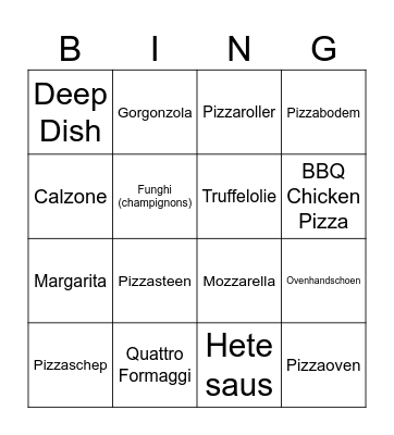 Pizza Bingo Card