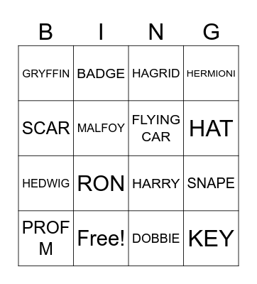 harry potter Bingo Card