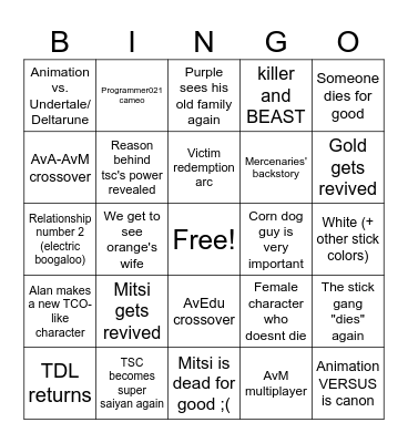 Alan becker bingo card Bingo Card