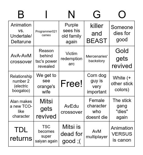Alan becker bingo card Bingo Card