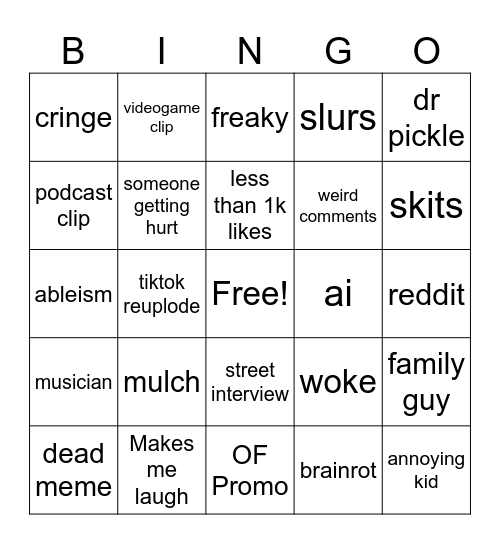 insta bingo Card