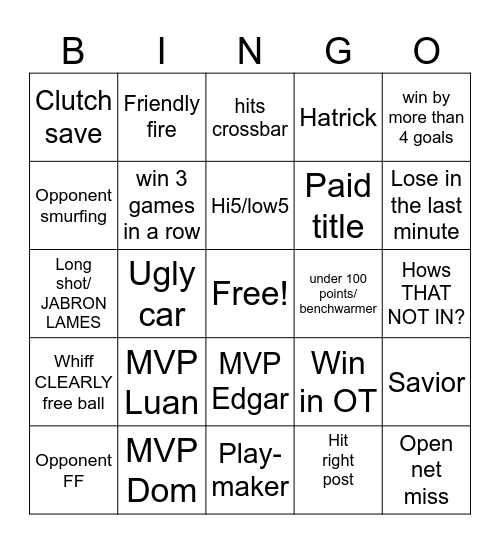 uoh rl bingo Card