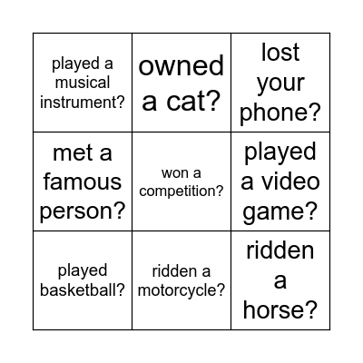 Have you ever... Bingo Card
