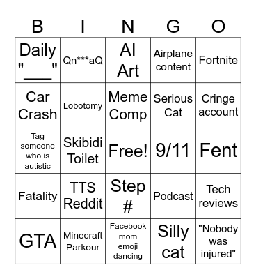 Instagram Reels Bingo Card