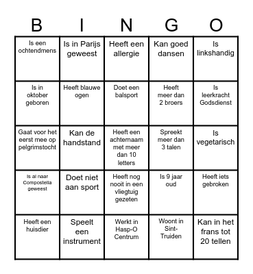 Kennismakingsbingo Card