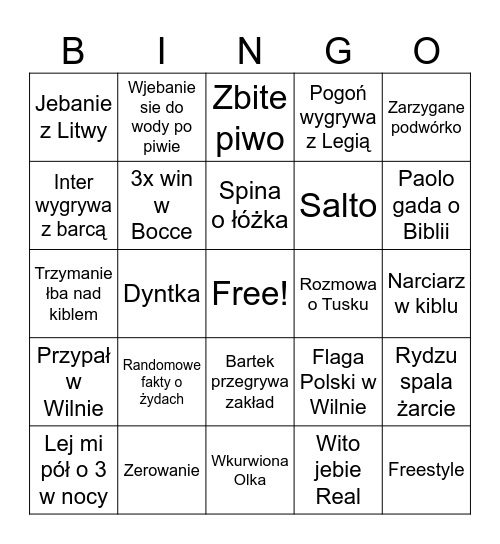 Litwa Bingo Card