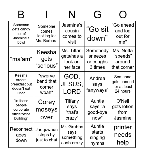 10 MILLION DOLLAR JEANS Bingo Card